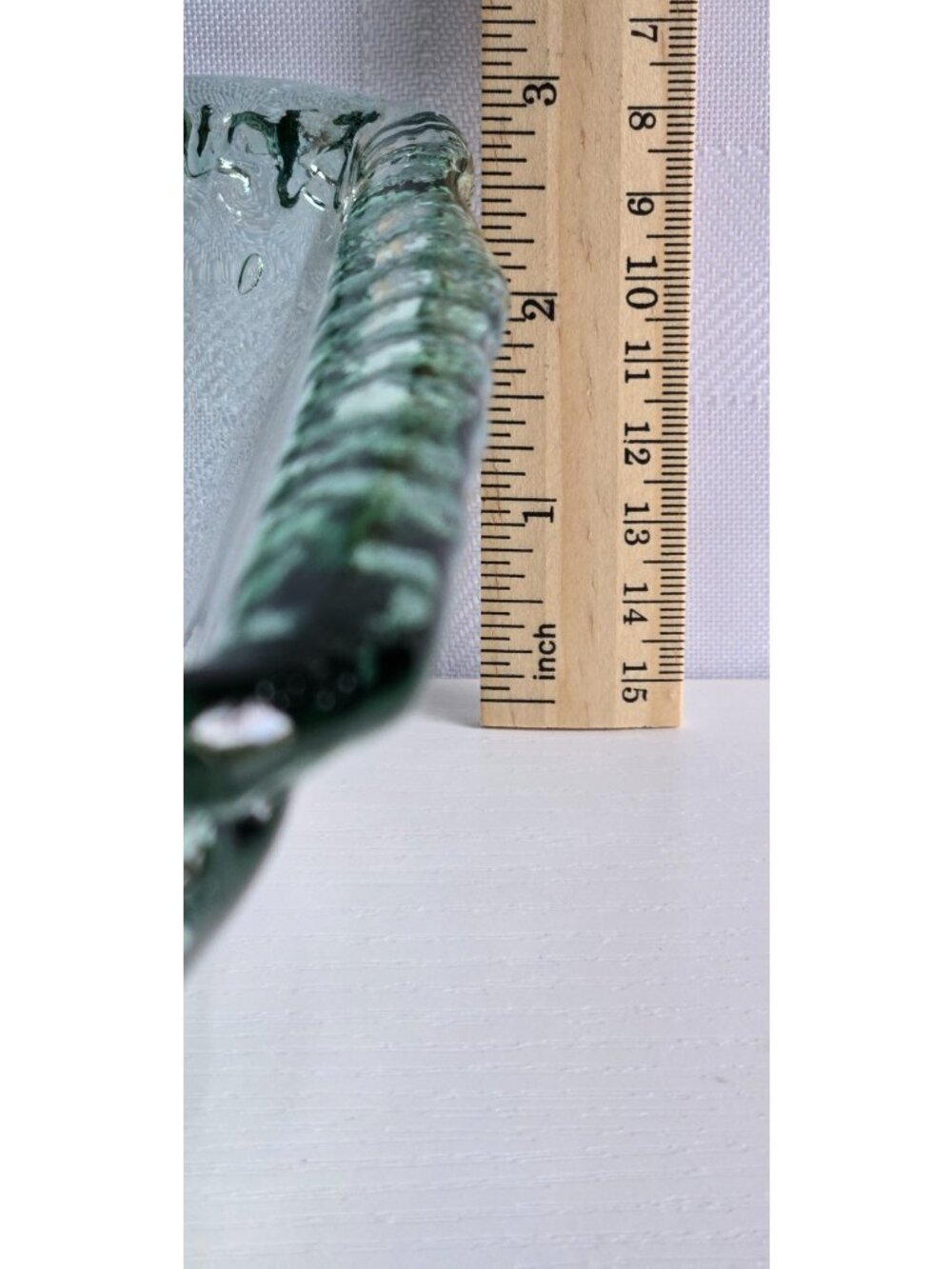 Square Green Recycled Glass Bowl Approximately 7" Square x 3" deep w/Cut Outs - Picture 4 of 9